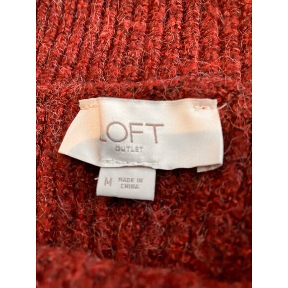 LOFT Outlet Women’s Sweater Medium Maroon Bride Script Knit Pullover - Picture 5 of 8